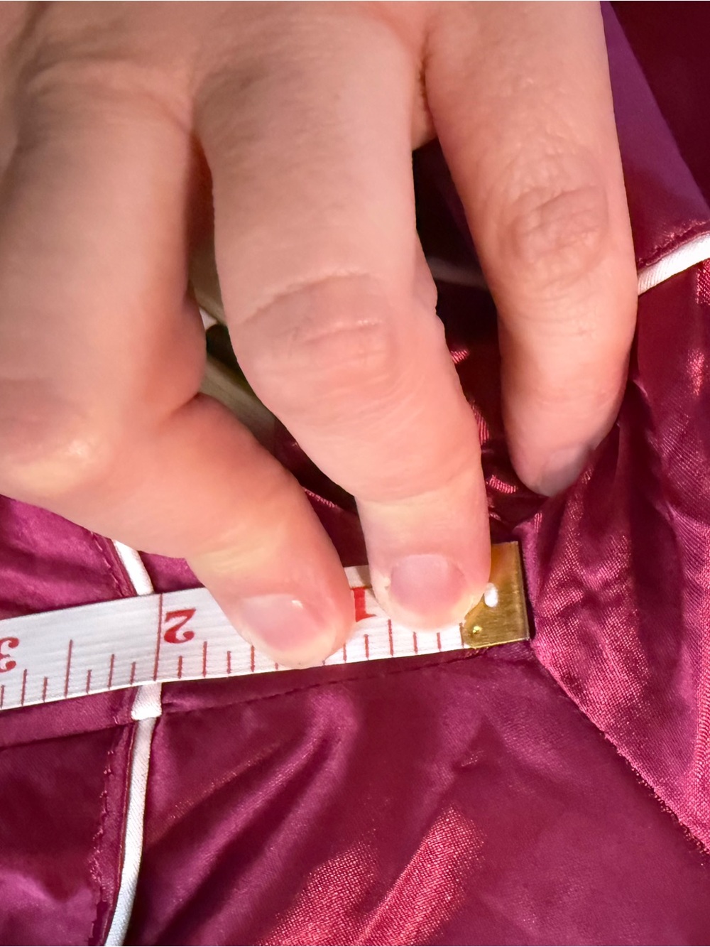 Satin Short Sleeve Pajama Set in Burgundy with White Piping - Picture 7 of 12